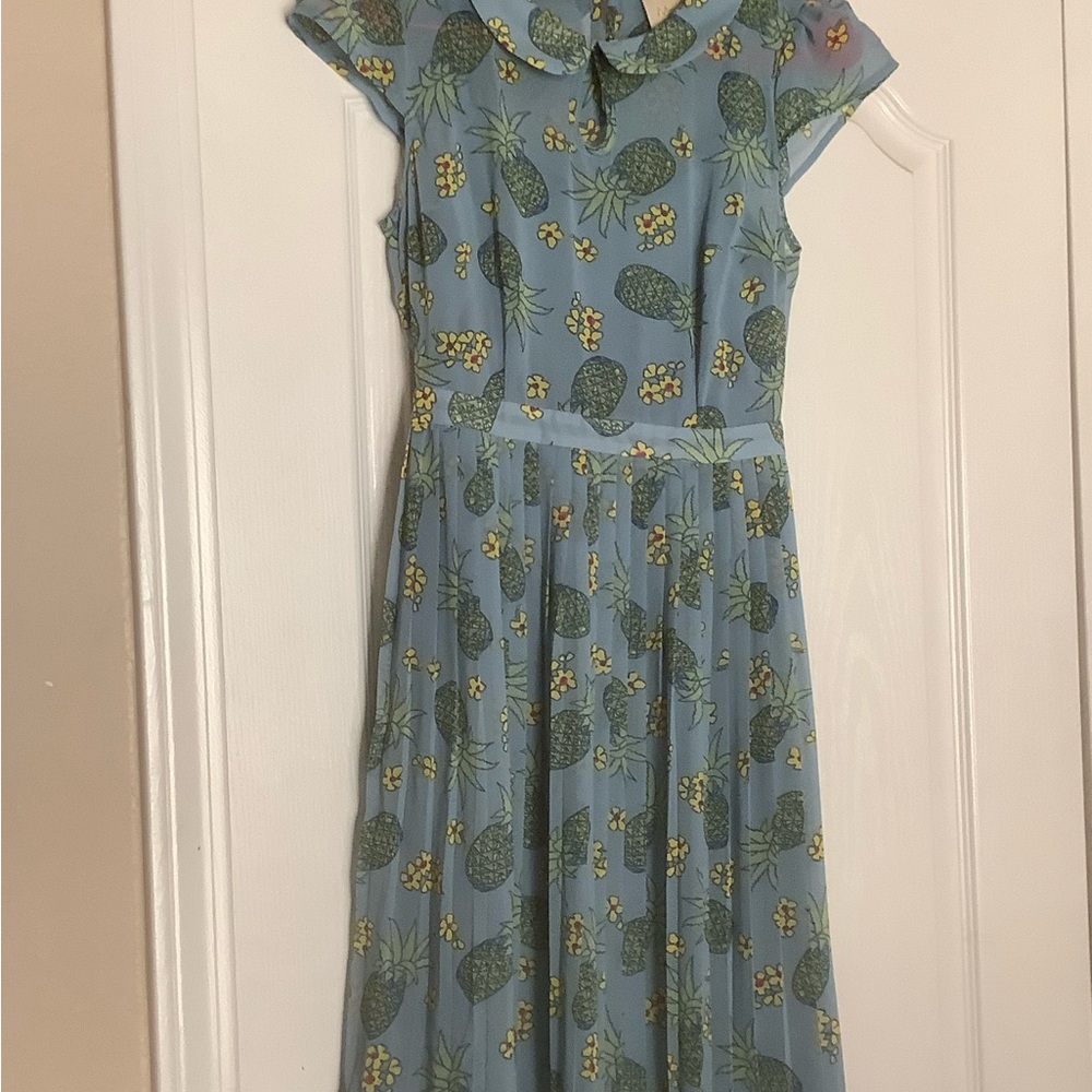 Blue Dress with Pineapple Print